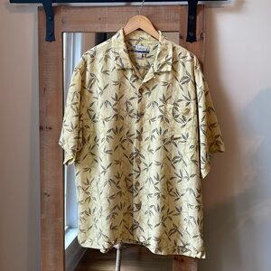 Kahala Linen Blend Bamboo Print Camp Shirt Size XL